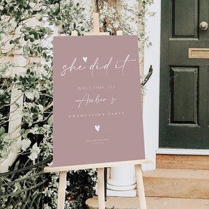 Graduation Welcome Sign Template, Graduation Party Welcome Sign, Graduation Welcome Poster, Graduate Party Decorations, She did it, 0230_080