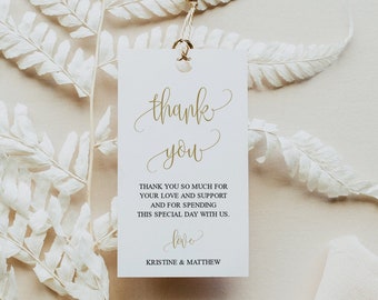 Gold Thank You Wedding Tags, Bridal Favor Tags, Wedding Gift Bag Tags, Welcome Bag Tags, Editable Printable Tags, Personalized Tags 6022_010
