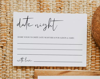 Modèle de cartes date nuit, jeu de douche nuptiale, cartes de conseils de mariage, activité imprimable, modèle modifiable, téléchargement immédiat, 0506_065