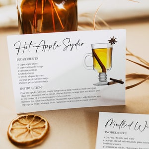 Carta di ricette per vin brulè, Ricetta di cocktail, Ricetta di bevande da bar stampabile, Carta di ricette per alcolici, Carta di cocktail fai da te, Carta di ricette modificabili 0230_069