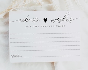 Advice for Parents Card, Baby Shower Advice Card, Advice and Wishes, Baby Shower Games Printable, Editable Template, Modern, Minimal, 0255