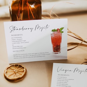 Carte per ricette di cocktail, modello di ricetta per bevande, libro di cocktail stampabile, bevande personalizzate, ricetta per bevande da bar, carte per stampa cocktail 0230_069