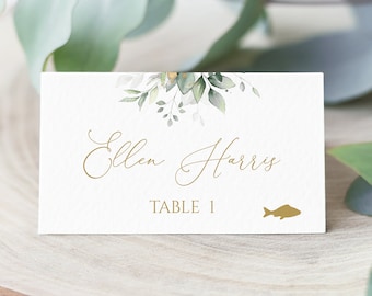 Wedding Place Cards With Meal Choice, Printable Place Cards Template For Wedding, Name Cards, Escort Cards, Table Cards Meal Choice 204_06