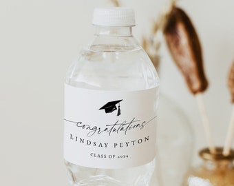 Graduation Party Water Bottle Label, Graduation Party Decor, Graduation Water Bottle Label, Graduation Party Labels, Class of 2025, 0255_080
