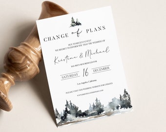 Nouveau modèle d'annonce de plan, modèle de mariage de changement de plans, annonce reportée de mariage, annulation de mariage, Templett, 0504_039