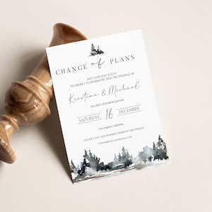 Nouveau modèle d'annonce de plan, modèle de mariage de changement de plans, annonce reportée de mariage, annulation de mariage, Templett, 0504_039
