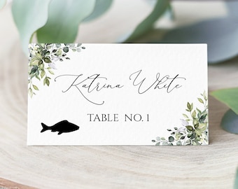 Wedding Place Cards With Meal Choice, Place Cards With Meal Icon, Wedding Name Card Template, Table Name Cards, Wedding Table Decorations