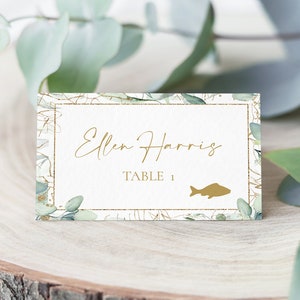 Place Card Template, Wedding Place Meal Icons, Personalised Wedding Template, Printable Seating Name Cards, Greenery Escort Cards 0218_06