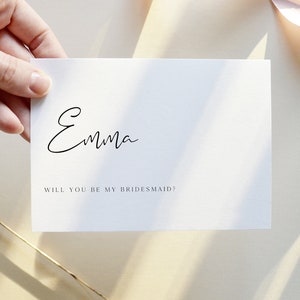 Modèle de carte de proposition de demoiselle d'honneur minimaliste moderne, proposition de demoiselle d'honneur personnalisée, serez-vous ma carte imprimable de demoiselle d'honneur, 0506_037