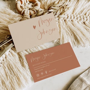 Boho Business Card Template, Printable Business Cards, Modern Business Card, Business Card Design, Custom Business Card, Templett, 0232_081
