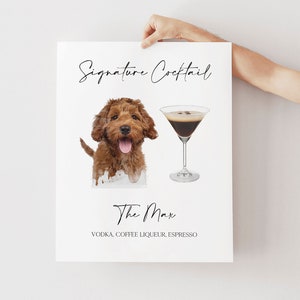 Custom Dog Bar Wedding Menu Sign, Dog Signature Cocktail Sign, Pet Signature Wedding Drink Template, Pet Photo Sign, Animal Drinks  0230_097