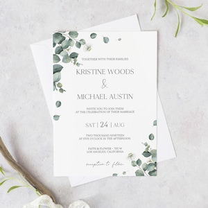 Modèle d’invitation de mariage de verdure, invitation de mariage d’eucalyptus, suite d’invitation de mariage imprimable, détails du modèle de carte RSVP 0193_01