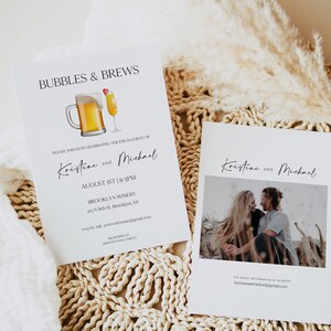 Bubbles And Brews, Couple Shower Invitation, Engagement Party Invitation, Wedding Bubbles Printable, Bubbles And Brews Invitation 0230_021