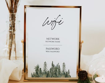 Wifi Password Sign Template, Airbnb Guest Room Network Poster, Editable Internet Password Template, Airbnb Wifi Network Printable 0211_078