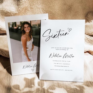 Sweet Sixteen Birthday Invitation, Sweet 16th Electronic Invite, Birthday Invitation, Digital Invitation Template, Printable Invitation 0273