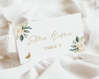 Wedding Place Card With Meal Choice, Wedding Name Cards, Meal Icon Card, Greenery Place Cards, Wedding Table Decorations, Custom Seating