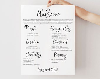 Airbnb Welcome Sign Template, Airbnb Wifi Sign, Welcome Guide AirBnB, Airbnb House Rules, Airbnb Sign, Airbnb Guest Room Sign, 0231_078