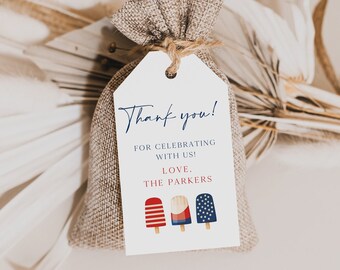 Patriotic Favor Bag Tags, Red White And Blue Thank You, Fourth Of July Gift Tag Template, Independence Day Tags, 4th Of July Party 0230_089