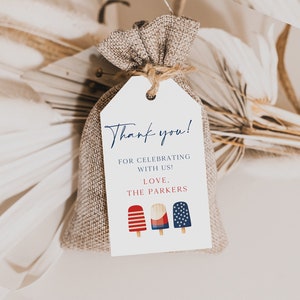 Patriotic Favor Bag Tags, Red White And Blue Thank You, Fourth Of July Gift Tag Template, Independence Day Tags, 4th Of July Party 0230_089