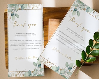 Plantilla de carta de agradecimiento, tarjeta de agradecimiento de boda, agradecimiento imprimible, descarga instantánea, agradecimiento editable, nota de boda 0218_013_01