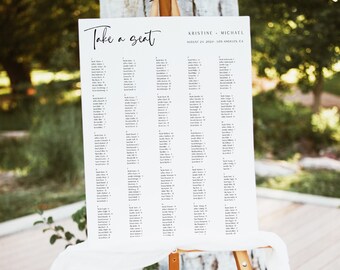 Alphabetical Seating Chart Wedding Template, Wedding Seating Chart Template, Modern Minimalist Seating Chart Board, Simple Seating, 0507_07