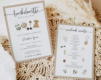 Bachelorette Beach Invitation, Bachelorette Party Printable, Bachelorette Weekend Itinerary, Bridal Beach Weekend,Pool Bachelorette 0507_049