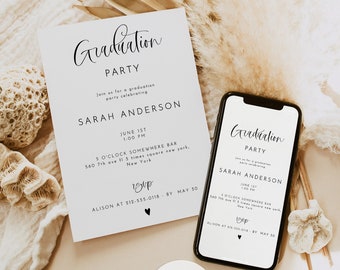 Modern Graduation Invitation, Graduation Invite with Picture, Graduation Party Announcement, Printable Graduation Party Template, 0232_080