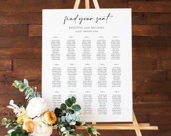 Seating Chart Template, Seating Chart Board, Modern Minimalist Wedding, Editable Seating Chart, Printable Seating Plan, Templett, 0230_07