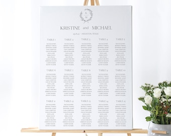 Seating Chart Template Wedding, Editable Seating Plan Printable, Wedding Seating Chart Template, Elegant Wedding Decor Download, 0163_07