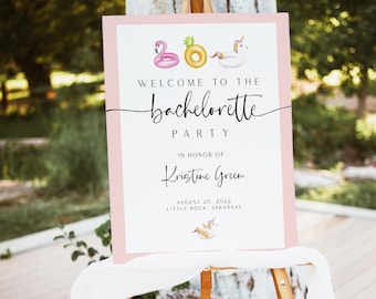 Bachelorette Welcome Sign, Bachelorette Beach Party, Printable Bachelorette Pool Template, Beach Pool Party, Bridal Welcome Sign 0507_072