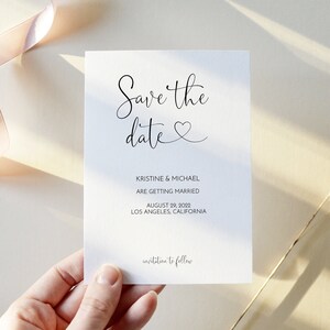 Coeur Save The Date Template, Minimalist Save the Date, Modern Save the Date, Save the Date Postcard, Templett, Instant Download, 0502_012