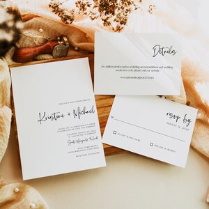 Moderne Hochzeitseinladung Vorlagen Set, Kalligraphie Hochzeitseinladungen, einfache Hochzeit, minimalistische druckbare DIY Hochzeitseinladung 0507_01