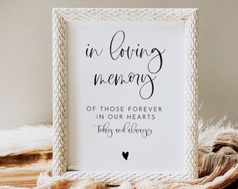 In Loving Memory Schild, In Loving Memory Schild für Hochzeit, Gedenkschild, Modernes Minimalist In Memory Schild, Bearbeitbares Schild DIY, 0232_087