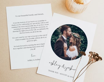 Wedding Thank You Card with Photo, Double Sided Wedding Thank You Thank You Card Template Photo Thank You Card Printable Thank You, 0506_013