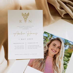Nursing Graduation Invitation, NR Graduation Invitation With Photo, School Graduation Announcement, NR Grad Party, NR Ceremony Eve 0230_080