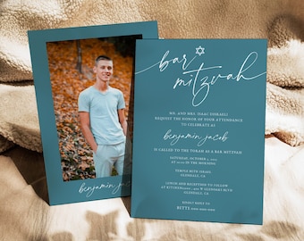 Bar Mitzvah Invitation Template, Editable Bar Mitzvah Invitation, Printable Bat Mitzvah Invitation, Bar Mitzvah, Instant Download, 0255_116