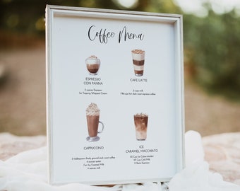 Fall Coffee Bar Drink Menu Template, Printable Coffee Bar Sign, Coffee Shop Menu Template, Signature Coffee Bar, Wedding Coffee Bar 0232_079