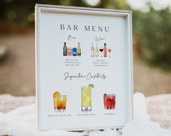 Signature Drink Sign, Printable Signature Cocktail Sign, Wedding Drink Sign, His And Hers Drink, Wedding Table Decorations, Drink Template