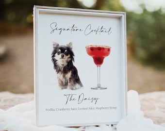 Dog Wedding Drink Bar, Pet Signature Cocktail Sign, Printable Dog Wedding Bar, Pet Photo Bar, Dog Cocktail Poster, Pet Portrait 0230_097