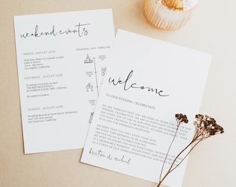 Wedding Welcome Letter, Wedding Itinerary, Wedding Timeline Template, Destination Wedding, Order Of Events,Wedding Instant Download 0506_031