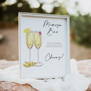 Mimosa Bar Sign, Mimosa Bar Sign Template, Bridal Shower Mimosa Bar, Bridal Brunch Mimosa Bar, Mimosa Juice Labels, Modern Bridal,  0230_028