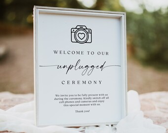 Unplugged Ceremony Sign Template, No Phones Sign Printable, Unplugged Wedding Sign, No Phones Ceremony Sign  DIY, Ediabel Wedding, 0243_117
