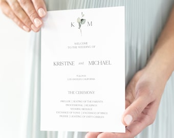 Wedding Program Template, Editable Template, Wedding Ceremony Template, Order Of Service, Program Printable, DIY Wedding Program  0162_08