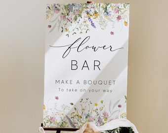 Flower Bar Sign Template, Floral Wedding Signs, Make a Bouquet Sign, Bridal Shower Sign, Baby Shower Sign, Summer Wedding, Shower 0267_136
