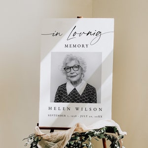 Funeral Memorial Sign Template, Modern Minimalist Funeral Welcome Poster, In Loving Memory Sign, Funeral Sign Personalized Download 0255_137