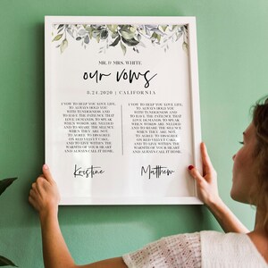 Hochzeit Gelübde Druck, 1. Jahrestagsgeschenk für Mann, Papier Jahrestag, Geschenk für Paar, Hochzeitsandenken, Heiratsurkunde 0176_022