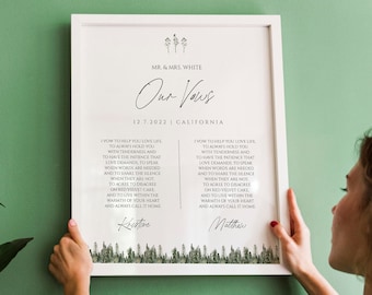 Pine Tree Wedding Vows Print, Forest Wedding Vow, 1st Anniversary Gift Paper for Husband, First Dance Lyrics Art, Mountain Wedding, 0211_022