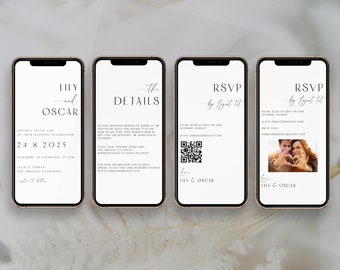 Minimal Electronic Wedding Invitation Set, Modern Wedding Invitation, Wedding Digital Invite, Elegant, Modern, Wedding Evite, RSVP 0270