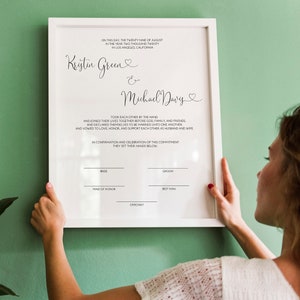 Plantilla de certificado de matrimonio, descarga instantánea del certificado de boda imprimible, descarga de recuerdo del certificado de matrimonio de votos de boda, 0502_015