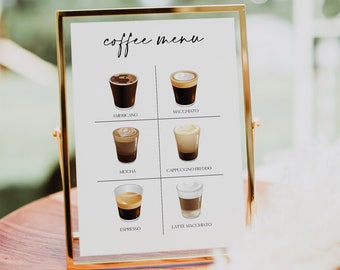 Coffee Menu Template, Coffee Menu Sign, Coffee Shop Menu, Simple Coffee Menu Template, Menu Board Coffee Shop, Coffee Bride Menu 0230_079